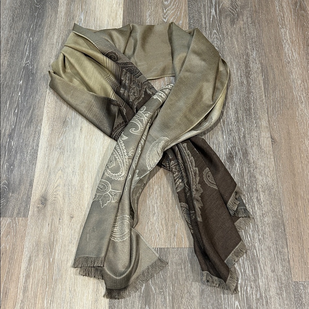 Brown Paisley Throw Scarf